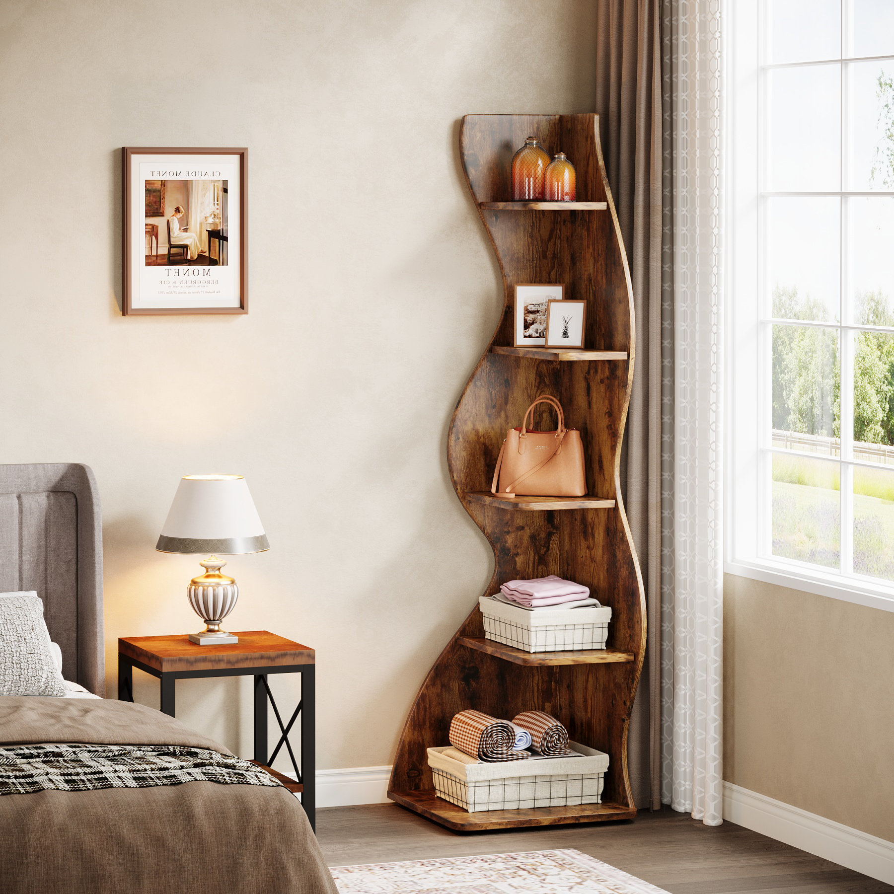 Millwood Pines Arhab Corner Bookcase & Reviews | Wayfair